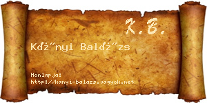 Kányi Balázs névjegykártya