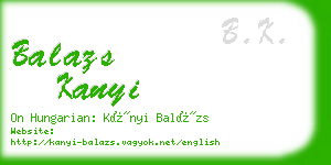 balazs kanyi business card